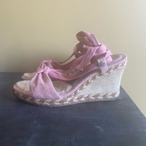 Ugg Amelie Dusty Rose Pink Ankle Tie Sandals 6.5 FREE SHIPPING